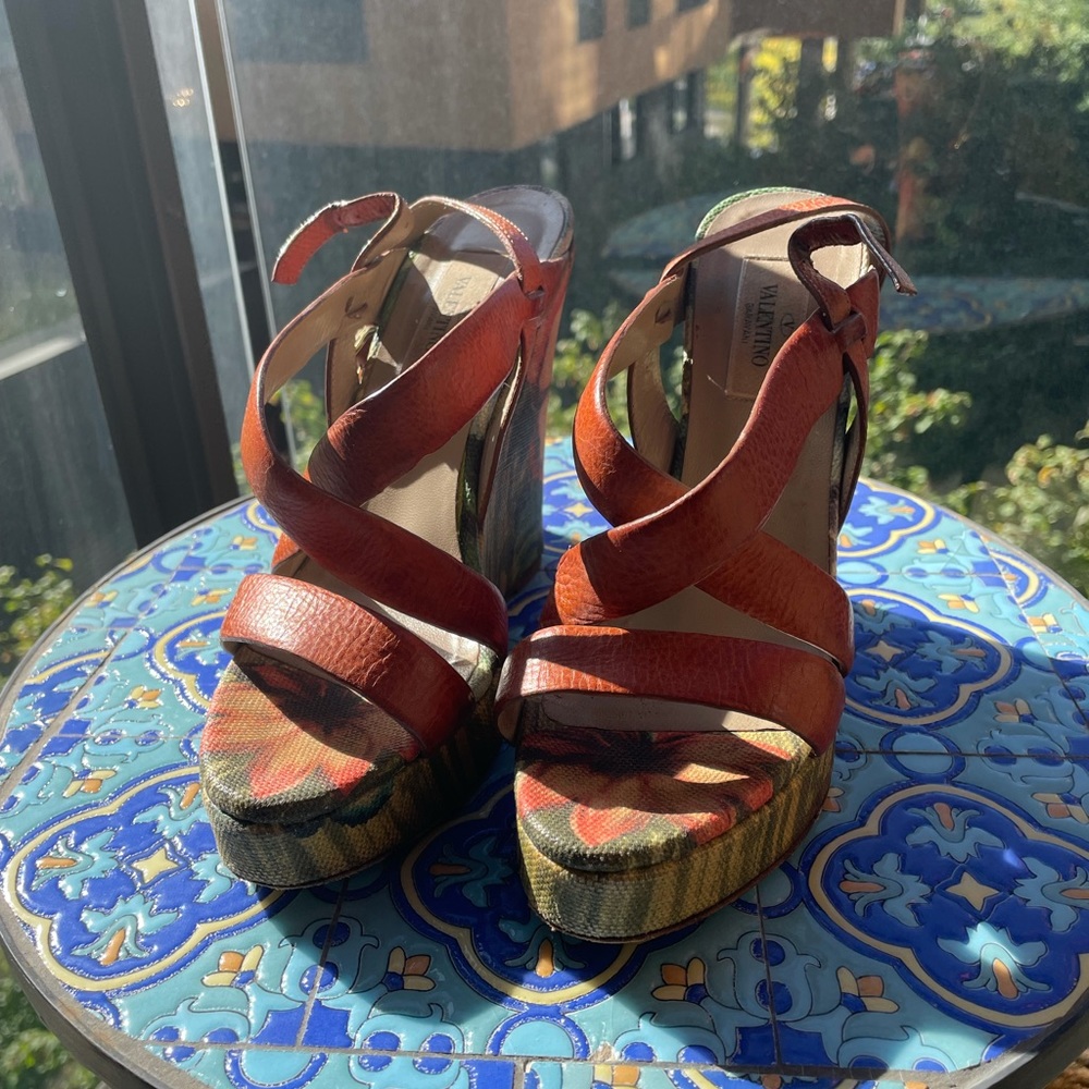 Valentino Multicolor Floral Wedges